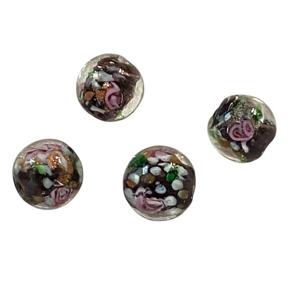 Millefiori Lot 4 Glass Bead Round Craft Jewelry Making Fashion Timeless Unique - Picture 1 of 5